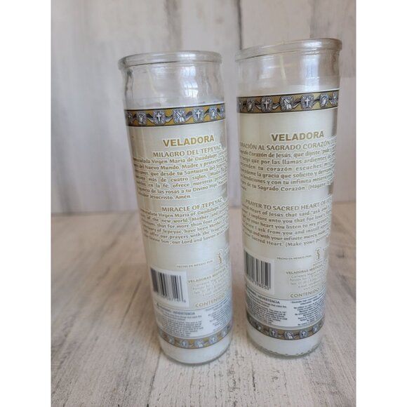 Religious Hail Mary Jesus candle tall set home decor - Picture 6 of 9